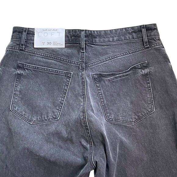 Loft Womens Curvy High Waist Flare Jeans Frayed Hem Button Fly Charcoal Gray u - Picture 8 of 11